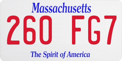 MA license plate 260FG7