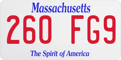 MA license plate 260FG9