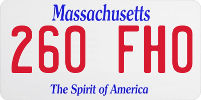MA license plate 260FH0