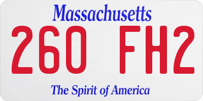 MA license plate 260FH2