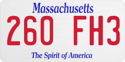 MA license plate 260FH3