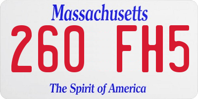 MA license plate 260FH5