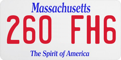MA license plate 260FH6