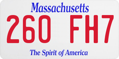 MA license plate 260FH7