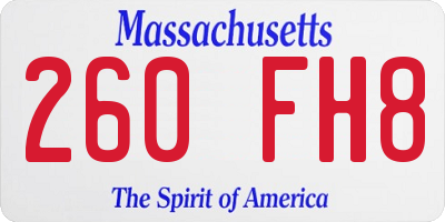 MA license plate 260FH8