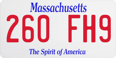 MA license plate 260FH9