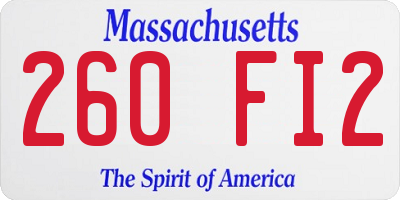 MA license plate 260FI2
