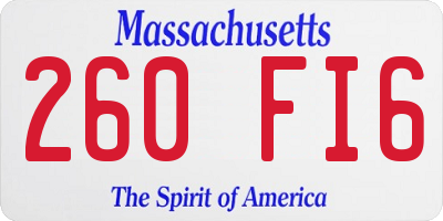 MA license plate 260FI6