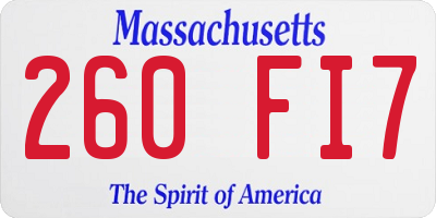 MA license plate 260FI7