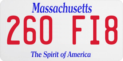 MA license plate 260FI8