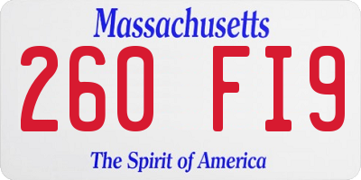 MA license plate 260FI9