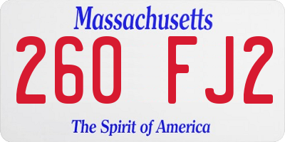 MA license plate 260FJ2