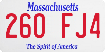 MA license plate 260FJ4