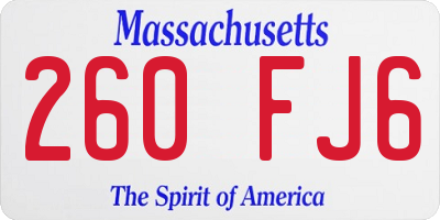 MA license plate 260FJ6