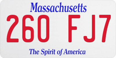 MA license plate 260FJ7