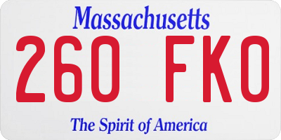 MA license plate 260FK0
