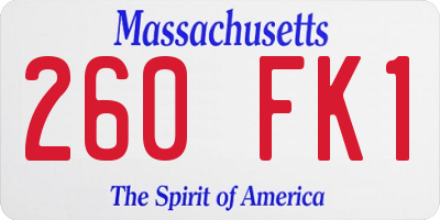MA license plate 260FK1