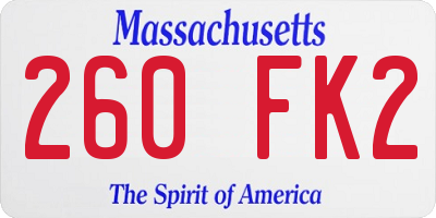 MA license plate 260FK2