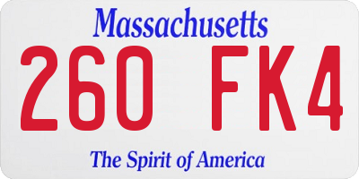 MA license plate 260FK4