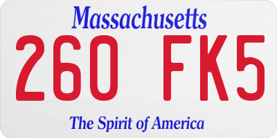 MA license plate 260FK5