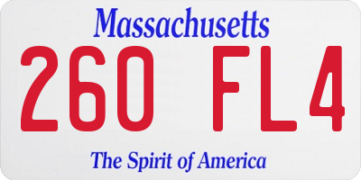MA license plate 260FL4