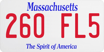 MA license plate 260FL5