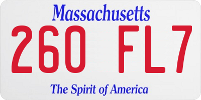 MA license plate 260FL7