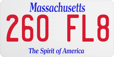 MA license plate 260FL8