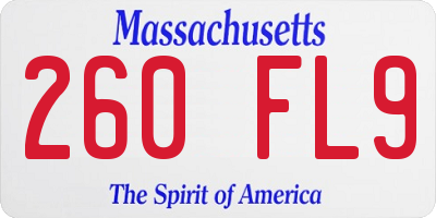 MA license plate 260FL9