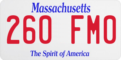 MA license plate 260FM0