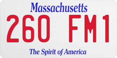 MA license plate 260FM1