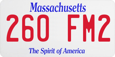 MA license plate 260FM2