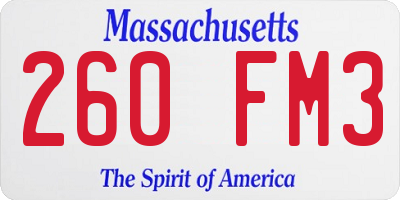 MA license plate 260FM3