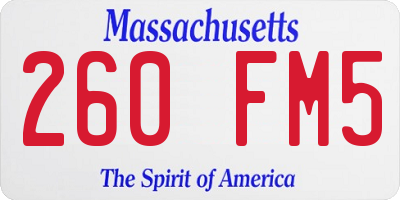 MA license plate 260FM5