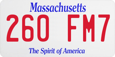 MA license plate 260FM7