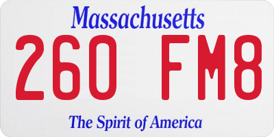 MA license plate 260FM8