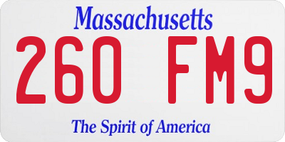 MA license plate 260FM9
