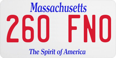 MA license plate 260FN0