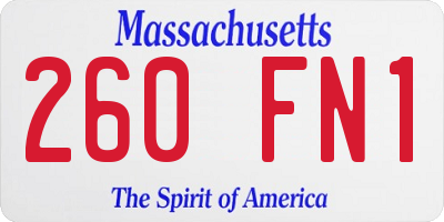 MA license plate 260FN1