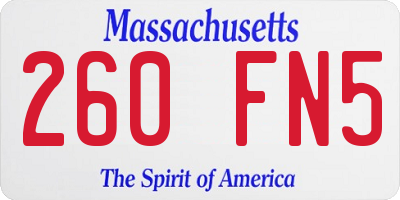 MA license plate 260FN5