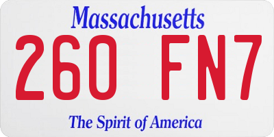 MA license plate 260FN7