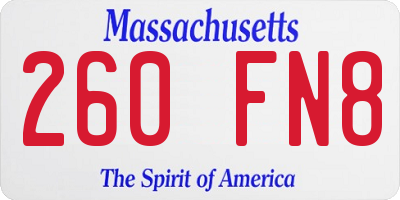 MA license plate 260FN8