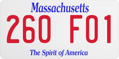 MA license plate 260FO1