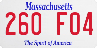 MA license plate 260FO4