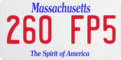 MA license plate 260FP5