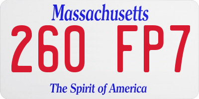 MA license plate 260FP7