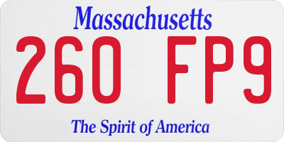 MA license plate 260FP9