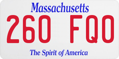 MA license plate 260FQ0