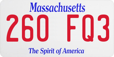 MA license plate 260FQ3
