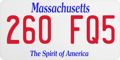 MA license plate 260FQ5